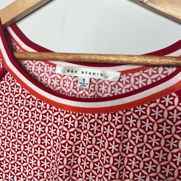 Max Studio Red Orange & White Soft Sheath Dress - Picture 3 of 5